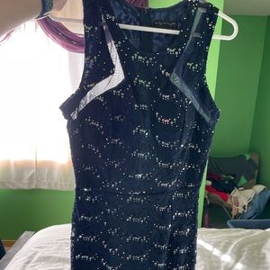 Navy Blue Sequin Mini Dress